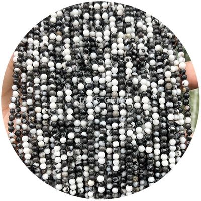 Khả năng chữa bệnh Semi-đá quý Đá tròn mịn mỏng đinh lỏng Zebra Jasper Natural Beads Strands For DIY