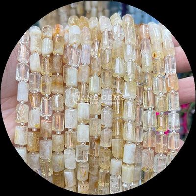 Ngọc quý hạt tinh thể tự nhiên dâu tây thạch anh đá quý hình trụ mặt lỏng dây hạt để làm đồ trang sức