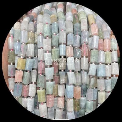 Ngọc quý Bead Natural Crystal Aquamarine Prehnite Ngọc quý Phong cách hình trụ Loose Bead Strands cho làm đồ trang sức
