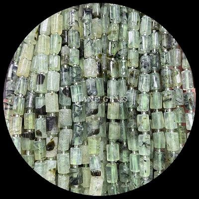 Ngọc quý Bead Natural Crystal Aquamarine Prehnite Ngọc quý Phong cách hình trụ Loose Bead Strands cho làm đồ trang sức