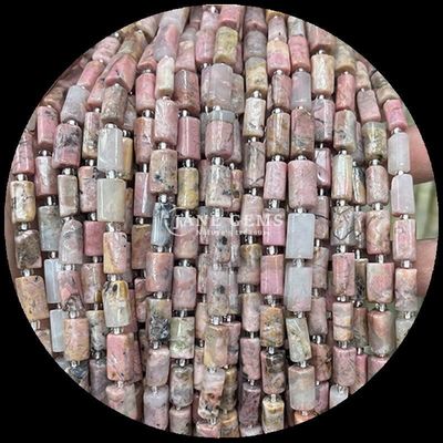 Ngọc quý hạt tinh thể tự nhiên Apatite Rhodonite đá quý mặt bằng hình trụ hình dạng lỏng lẻo hạt dây cho việc làm đồ trang sức