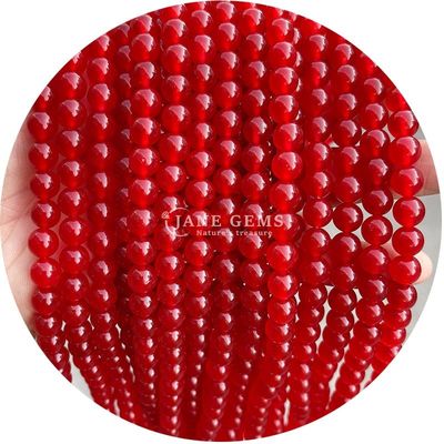 Lavender Chalcedony Đỏ tươi Chalcedony tròn hạt rải rác Semi-Finished Products DIY Jewelry Accessories