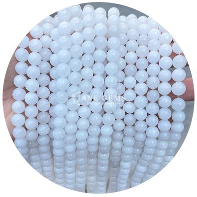 Đèn mịn mịn mịn Hitian White Jade Chalcedony Light Peach Chalcedony Loose Beads For DIY Jewelry Making
