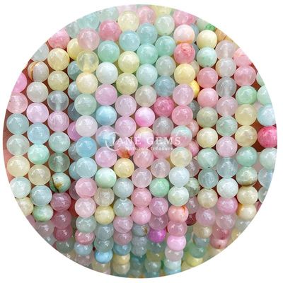 Mixed Round Jades Chalcedony Stone Beads Healing Crystal Natural Stone Loose Beads Làm đồ trang sức DIY