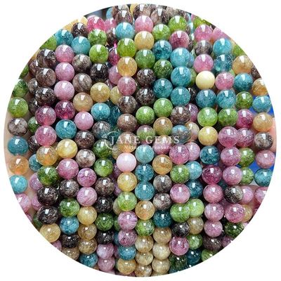 Mixed Round Jades Chalcedony Stone Beads Healing Crystal Natural Stone Loose Beads Làm đồ trang sức DIY