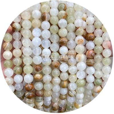Mixed Round Jades Chalcedony Stone Beads Healing Crystal Natural Stone Loose Beads Làm đồ trang sức DIY