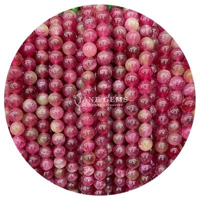 Đá thiên nhiên Rainbow Pink Xinjiang Chalcedony Cho đồ trang sức Làm vòng cổ đeo tay