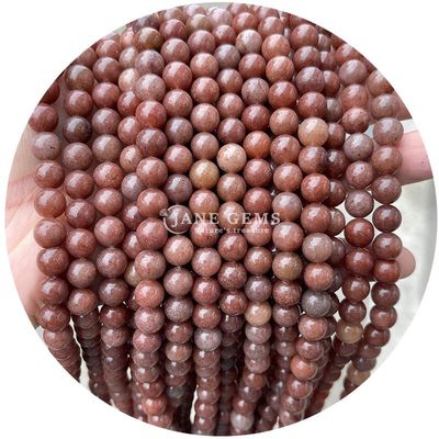 Natural Loose Stone Beads Strand Gemstone Pink Aventurine Round Mượt mà Để làm đồ trang sức DIY