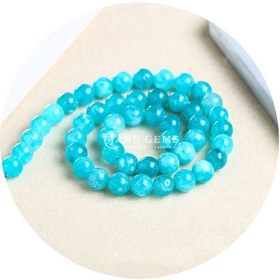 Xinjiang Chalcedony Bead Strands hình tròn đá cho đồ trang sức màu Amazonite