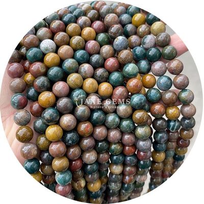Đá quý thiên nhiên Đá đá biển Jasper Dragon Blood Loose Strand Beads Cho làm đồ trang sức