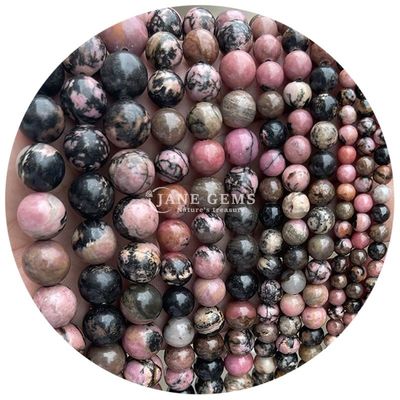 Đá ngọc bích đen tự nhiên Rhodochrosite hạt kim loại cho đồ trang sức Làm vòng tay DIY