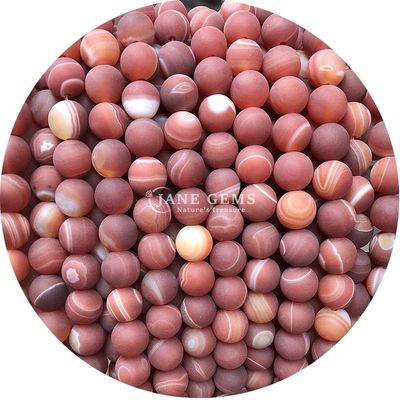 Natural Red Stripe Agate Bead Sardonyx Agate Matte Round Loose Beads For Jewelry Making (Thiết kế hạt ngọc bích)