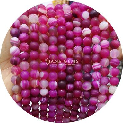 Natural Red Stripe Agate Bead Sardonyx Agate Matte Round Loose Beads For Jewelry Making (Thiết kế hạt ngọc bích)
