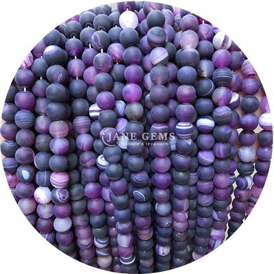 Natural Red Stripe Agate Bead Sardonyx Agate Matte Round Loose Beads For Jewelry Making (Thiết kế hạt ngọc bích)