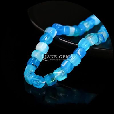 hình khối hình vuông đá quý tự nhiên hạt màu xanh lá cây sọc Agate lỏng hạt sợi cho chữa bệnh và trang sức DIY Ma