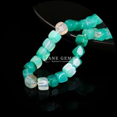 hình khối hình vuông đá quý tự nhiên hạt màu xanh lá cây sọc Agate lỏng hạt sợi cho chữa bệnh và trang sức DIY Ma