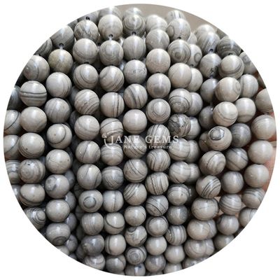 Loose Round Purple Wood Grain Stone Natural Loose Gemstone Stone Beads Để làm đồ trang sức