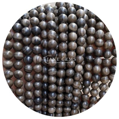 Loose Round Purple Wood Grain Stone Natural Loose Gemstone Stone Beads Để làm đồ trang sức