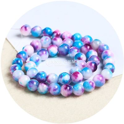 Rainbow Persian Jade Loose Beads Round Shape Beads Diy đồ trang sức phụ kiện tặng quà