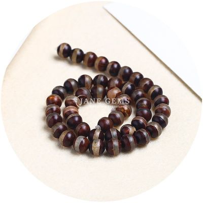 Agate hình tròn đá màu nâu bóng đá Dzi hạt cho đồ trang sức & DIY thủ công làm