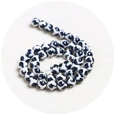 Agate hình tròn đá màu nâu bóng đá Dzi hạt cho đồ trang sức & DIY thủ công làm