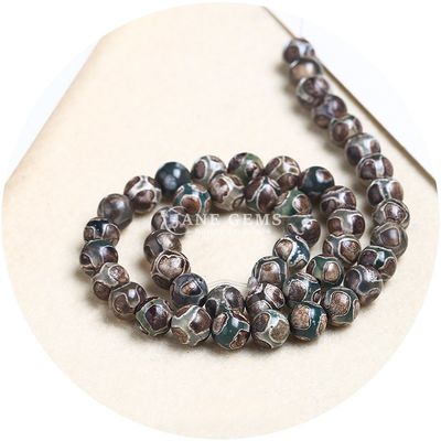 Agate hình tròn đá màu nâu bóng đá Dzi hạt cho đồ trang sức & DIY thủ công làm