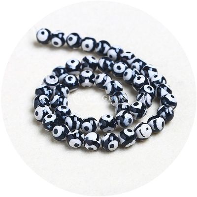 Agate hình tròn đá màu nâu bóng đá Dzi hạt cho đồ trang sức & DIY thủ công làm