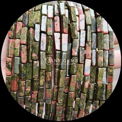 Unakite tự nhiên Malachite hình chữ nhật hình vuông Đá quý đinh sợi cho đồ trang sức DIY