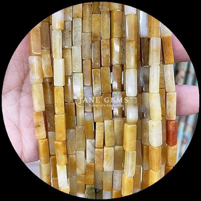 hình chữ nhật hình vuông đá quý hạt sợi Natural Yellow Jade Pink Aventurine