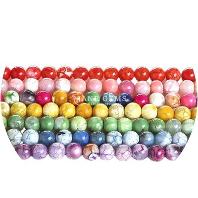 Các màu sắc khác nhau Ice Agate hình tròn mịn mịn và lỏng lỏng cho đồ trang sức & thủ công