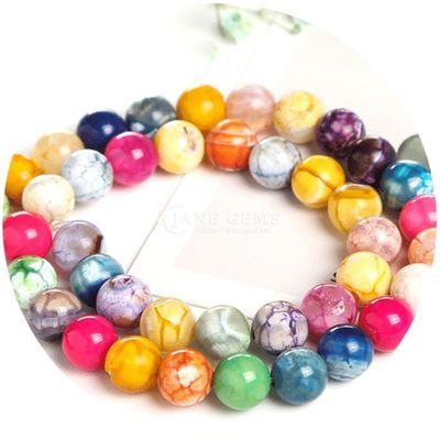 Các màu sắc khác nhau Ice Agate hình tròn mịn mịn và lỏng lỏng cho đồ trang sức & thủ công
