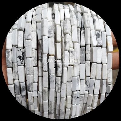 Đá quý tự nhiên hạt hình chữ nhật hình chanh Ngọc bạch tuộc Howlite lỏng lẻo cho DIY