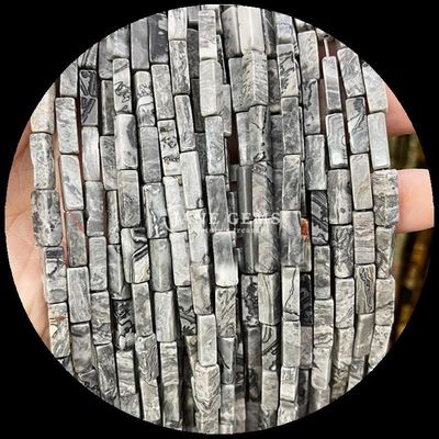 Đá hình chữ nhật được đánh bóng hoàn thiện Ngọc quý Nhạc màu tím Chalcedony Bản đồ Jasper 4x13mm cho đồ trang sức DIY