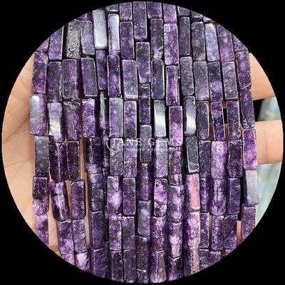 Đá hình chữ nhật được đánh bóng hoàn thiện Ngọc quý Nhạc màu tím Chalcedony Bản đồ Jasper 4x13mm cho đồ trang sức DIY