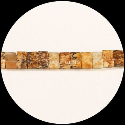 Đá quý tự nhiên đánh bóng kết thúc hạt hình khối Amazonite Picture Jasper Loose Bead Strands For Jewelry Making