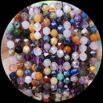 Đá quý tự nhiên có mặt đẹp đẽ hạt Fluorite Lapis Lazuli Sợi lỏng để làm đồ trang sức