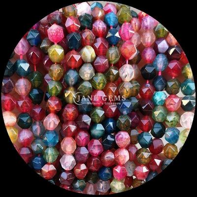 Đá quý hạt kim cương màu sắc khác nhau Đèn trang sức DIY 6mm 8mm 10mm Tourmaline Blue Tiger's Eye Loose Strands