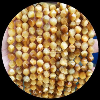Nhiều màu năng lượng chữa bệnh mặt bằng đá tinh tế hạt màu xanh lá cây Tiger's Eye để làm đồ trang sức