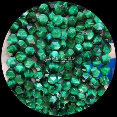 Nhiều màu năng lượng chữa bệnh mặt bằng đá tinh tế hạt màu xanh lá cây Tiger's Eye để làm đồ trang sức