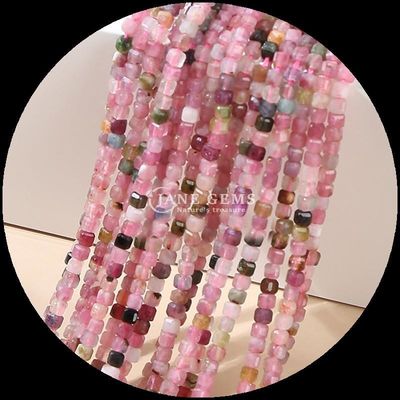 Đá tự nhiên đánh bóng hạt đá quý hình khối vuông Fluorite Labradorite Mini lỏng hạt đinh cho vòng tay / vòng cổ