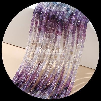 Đá tự nhiên đánh bóng hạt đá quý hình khối vuông Fluorite Labradorite Mini lỏng hạt đinh cho vòng tay / vòng cổ