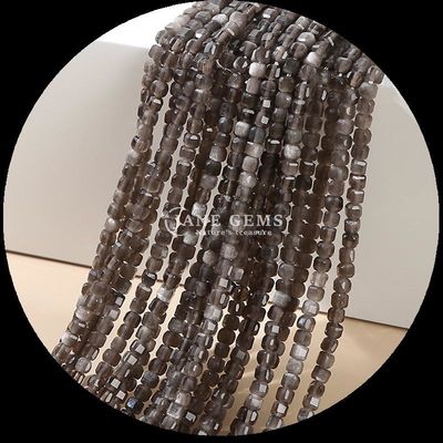 Đá quý cắt vuông được đánh bóng tự nhiên hạt bạc Obsidian Đá mặt trời để làm đồ trang sức