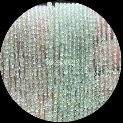 Đồ cube hình vuông có thể tùy chỉnh Viên ngọc quý vàng Quartz Rutilated Prehnite Loose Strands Viên ngọc trai