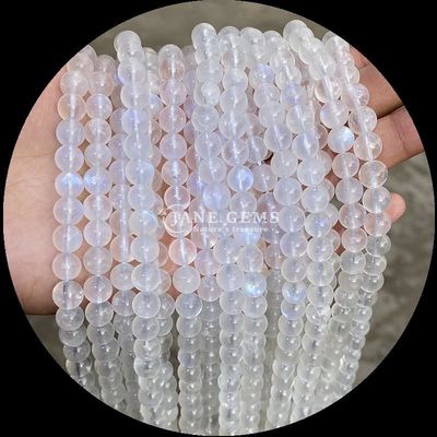 Đá quý tự nhiên với cắt tròn Moonstone Fluorite Ocean Jasper Loose Strands hạt cho đồ trang sức DIY