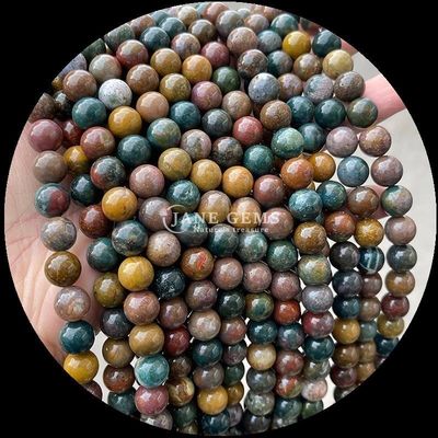Đá quý tự nhiên với cắt tròn Moonstone Fluorite Ocean Jasper Loose Strands hạt cho đồ trang sức DIY