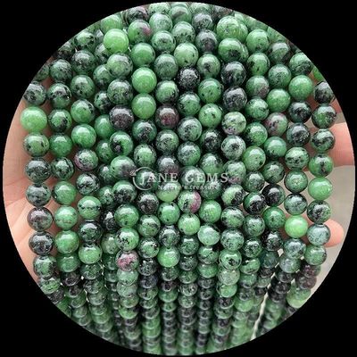 Màu sắc đa dạng Vòng hạt đá quý tự nhiên Ruby Zoisite Apatite để làm đồ trang sức