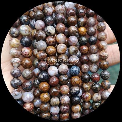 Đá quý tròn đánh bóng DIY hạt Lapis Lazuli Malachite Tourmaline Dây lỏng để làm đồ trang sức