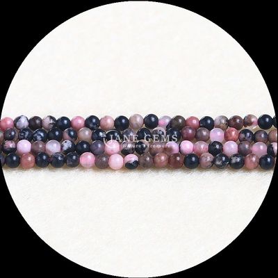 Đá quý tròn tự nhiên Ngọc bông xanh sang trọng Rhodonite và bông tuyết Obsidian để làm đồ trang sức DIY