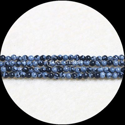 Đá quý tròn tự nhiên Ngọc bông xanh sang trọng Rhodonite và bông tuyết Obsidian để làm đồ trang sức DIY