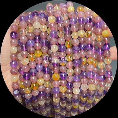 Đá quý tròn Fire Quartz Smoky Quartz Bead Strands trong nhiều màu sắc khác nhau cho tự làm đồ trang sức